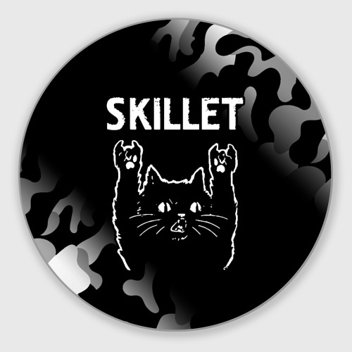 Круглый коврик для мышки Группа Skillet и Рок Кот