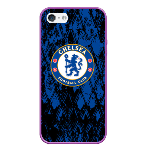 Чехол для iPhone 5/5S матовый Chelsea f Челси logo, цвет фиолетовый