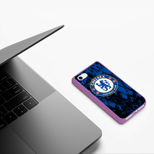 Чехол для iPhone 5/5S матовый Chelsea f Челси logo, цвет фиолетовый - фото 5