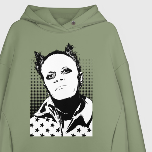 Женское худи Oversize хлопок Keith Flint - Prodigy, цвет авокадо - фото 3