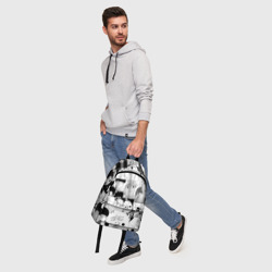 Рюкзак с принтом Моб Психо 100 паттерн для любого человека, вид спереди №5. Цвет основы: белый
