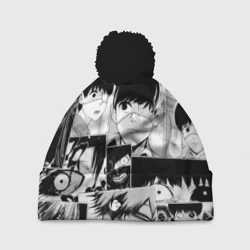 Шапка 3D c помпоном Токийский гуль паттерн