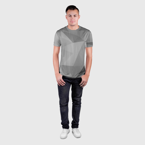 Мужская футболка 3D Slim Simple grey geometry, цвет 3D печать - фото 4