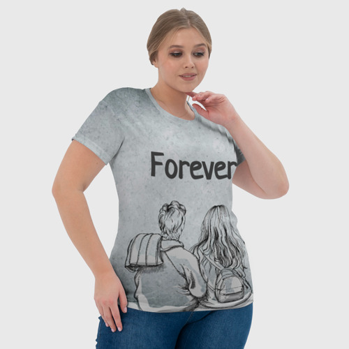 Женская футболка 3D с принтом Парень и девушка сидят рядом, фото #4
