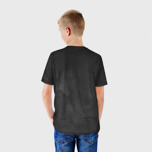 Детская футболка 3D с принтом Стильный котейкин в красной кепке, вид сзади #2