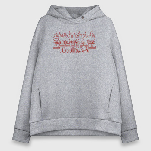 Женское худи Oversize хлопок Stranger things flame, цвет меланж