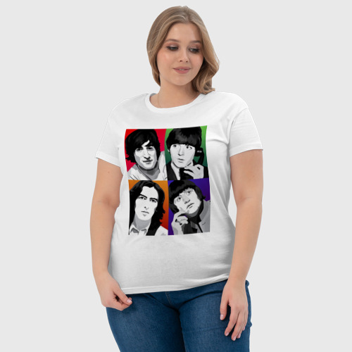 Женская футболка хлопок с принтом The Beatles Портреты арт, фото #4