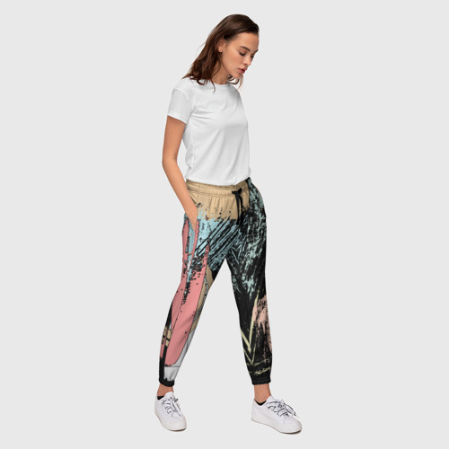 Женские брюки 3D Абстрактные мазки цветной краской abstraction, цвет 3D печать - фото 5