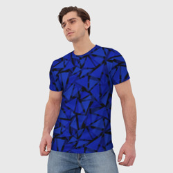 Мужская футболка 3D Синие треугольники-геометрический узор - фото 2