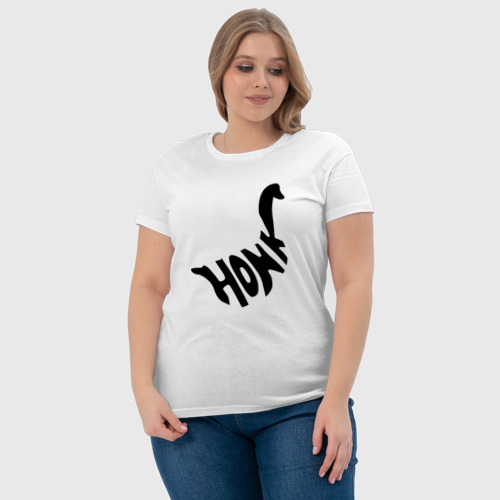 Женская футболка хлопок с принтом Honk Black / Гусь Черный, фото #4