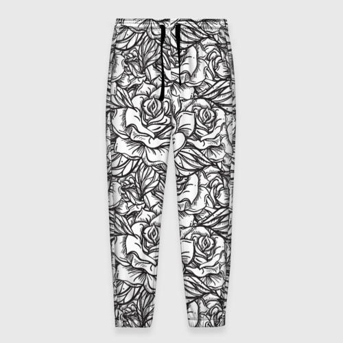 Мужские брюки 3D Цветы Много Белых Роз, цвет 3D печать