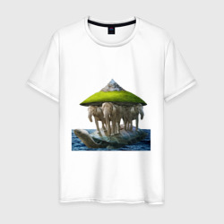 Мужская футболка хлопок Three elephants and a turtle