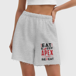 Женские шорты oversize футер хлопок Надпись: Eat Sleep Apex Legends Repeat - фото 2
