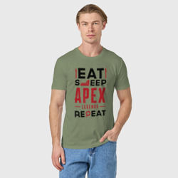 Мужская футболка хлопок Надпись: Eat Sleep Apex Legends Repeat - фото 2