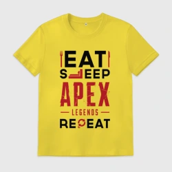 Мужская футболка хлопок Надпись: Eat Sleep Apex Legends Repeat