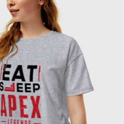 Женская футболка хлопок Oversize Надпись: Eat Sleep Apex Legends Repeat - фото 2