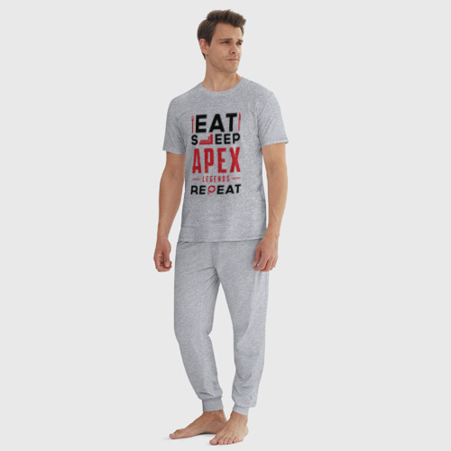 Мужская пижама хлопок Надпись: Eat Sleep Apex Legends Repeat, цвет меланж - фото 5