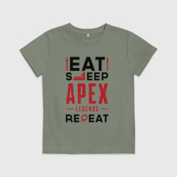 Детская футболка хлопок Надпись: Eat Sleep Apex Legends Repeat