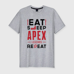 Мужская футболка хлопок Slim Надпись: Eat Sleep Apex Legends Repeat