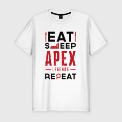 Мужская футболка хлопок Slim Надпись: Eat Sleep Apex Legends Repeat