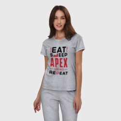 Женская пижама хлопок Надпись: Eat Sleep Apex Legends Repeat - фото 2