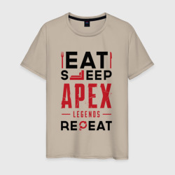 Мужская футболка хлопок Надпись: Eat Sleep Apex Legends Repeat