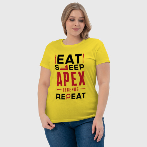 Женская футболка хлопок с принтом Надпись: Eat Sleep Apex Legends Repeat, фото #4