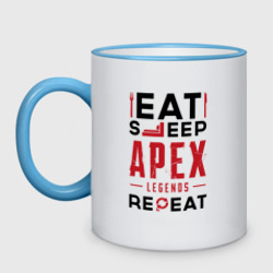 Кружка двухцветная Надпись: Eat Sleep Apex Legends Repeat