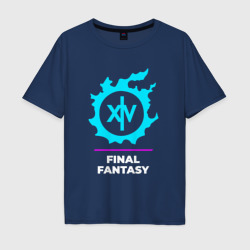 Мужская футболка хлопок Oversize Символ Final Fantasy в неоновых цветах