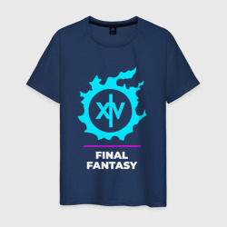 Мужская футболка хлопок Символ Final Fantasy в неоновых цветах