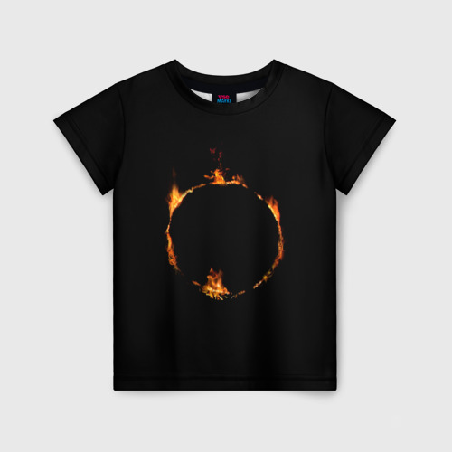 Детская футболка 3D с принтом Знак тьмы из Dark Souls, вид спереди #2