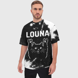 Мужская футболка oversize 3D Группа Louna и Рок Кот - фото 2