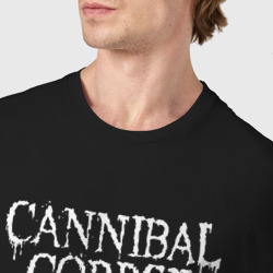 Футболка с принтом Cannibal Corpse Рок кот для мужчины, вид на модели спереди №4. Цвет основы: черный