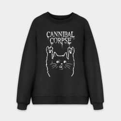 Мужской свитшот oversize без начеса хлопок Cannibal Corpse Рок кот