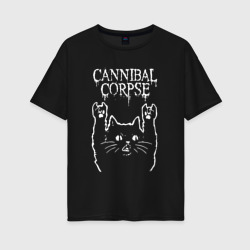 Женская футболка хлопок Oversize Cannibal Corpse Рок кот