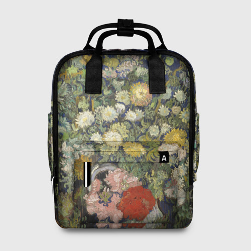 Женский рюкзак 3D с принтом VAN GOGH | Винсент ван Гог Букет цветов в вазе, вид спереди #2