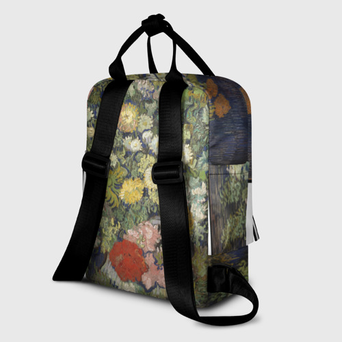 Женский рюкзак 3D с принтом VAN GOGH | Винсент ван Гог Букет цветов в вазе, вид сзади #1