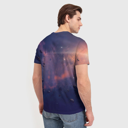 Мужская футболка 3D Stellaris космический корабль на фоне астероидов - фото 4