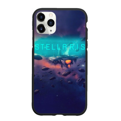 Чехол для iPhone 11 Pro Max матовый Stellaris космический корабль на фоне астероидов