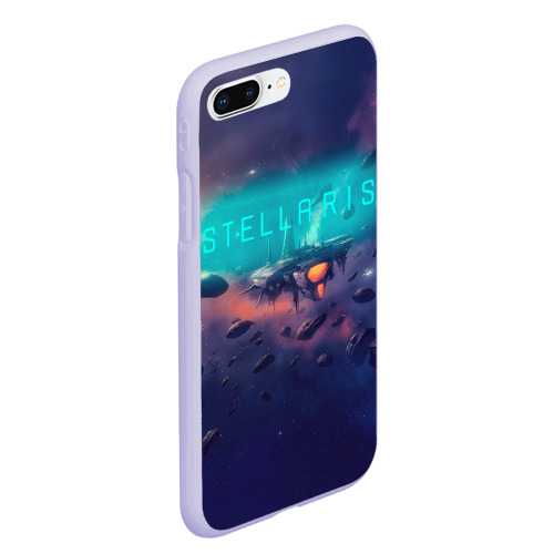 Чехол для iPhone 7Plus/8 Plus матовый с принтом Stellaris космический корабль на фоне астероидов, вид сбоку #3