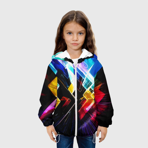 Детская куртка 3D Неоновая молния Абстракция Neon Lightning Abstraction, цвет белый - фото 4