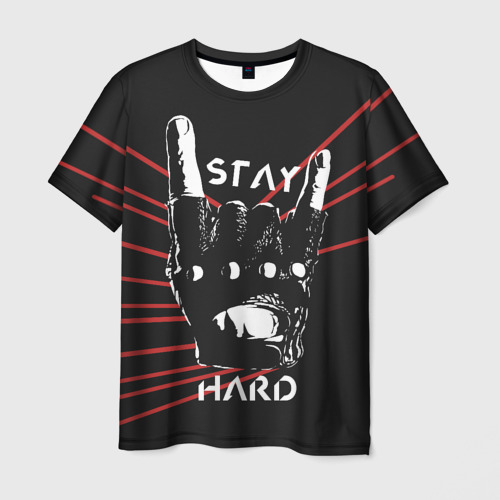 Мужская футболка с принтом Stay hard, вид спереди №1
