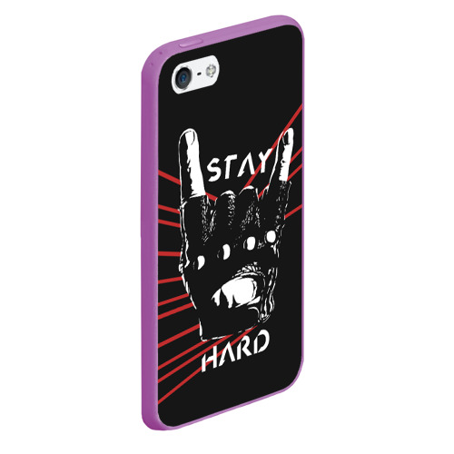 Чехол для iPhone 5/5S матовый Stay hard, цвет фиолетовый - фото 3