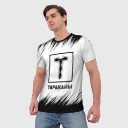 Мужская футболка 3D Тараканы штрихи на белом фоне - фото 2