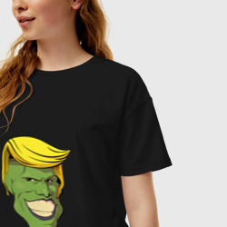 Женская футболка хлопок Oversize Трамп - Маска - фото 2