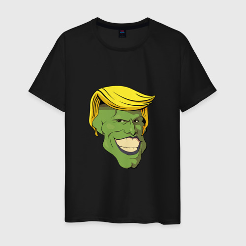 Мужская футболка хлопок Трамп - Маска, цвет черный