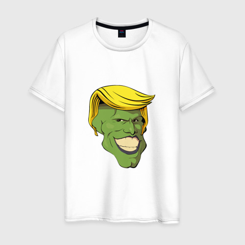 Мужская футболка из хлопка с принтом Трамп - Маска, вид спереди №1