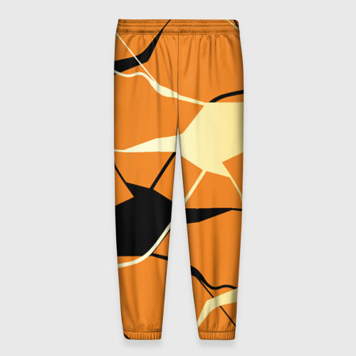 Мужские брюки 3D с принтом Абстрактные полосы на оранжевом фоне, вид сзади #1