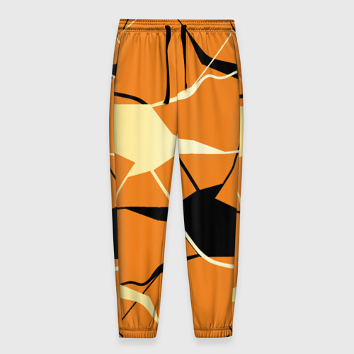 Мужские брюки 3D с принтом Абстрактные полосы на оранжевом фоне, вид спереди #2