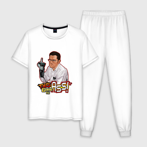 Мужская пижама хлопок AVGN - Angry Video Game Nerd, цвет белый
